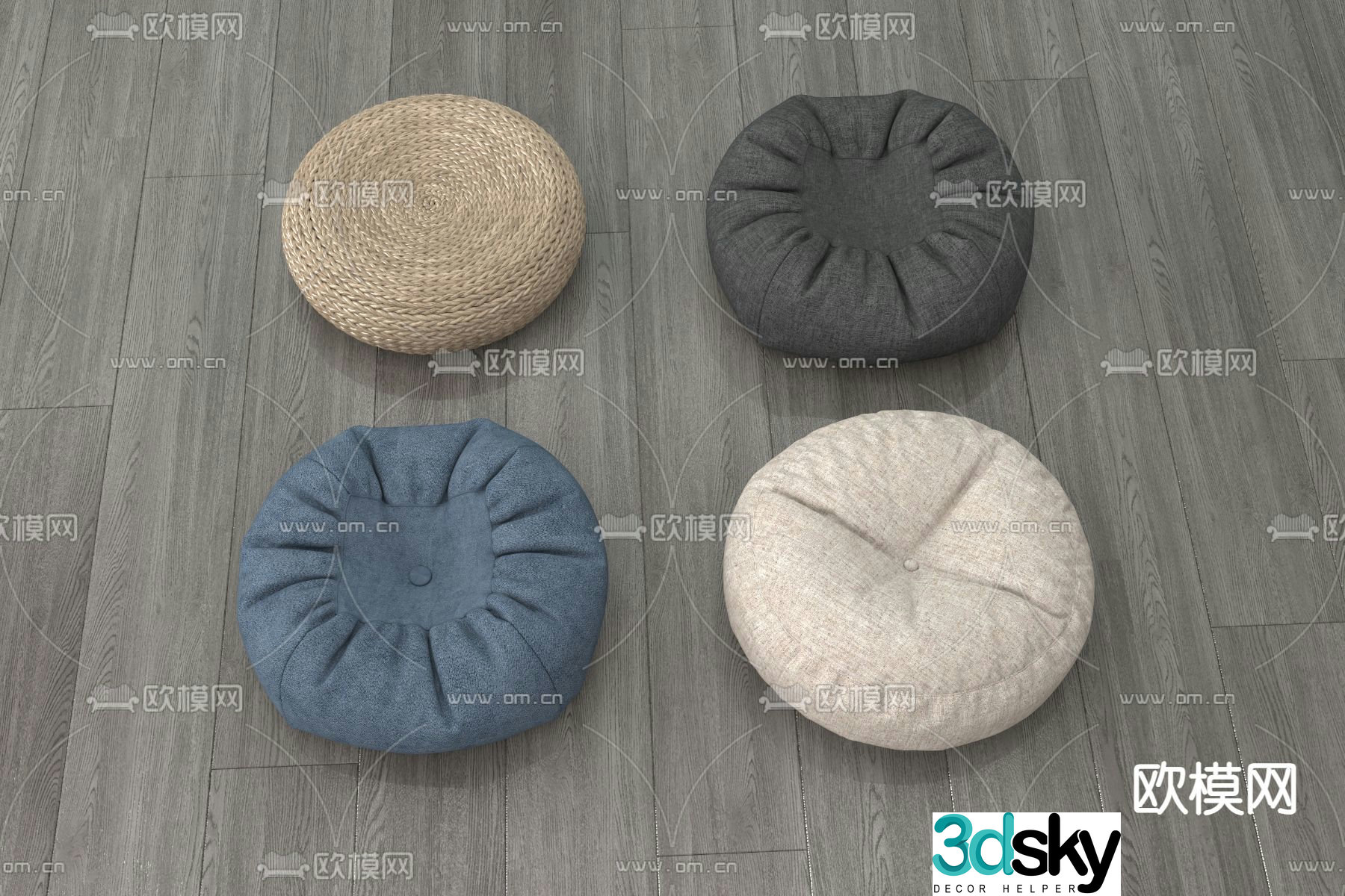 stool futon cushion 3d model