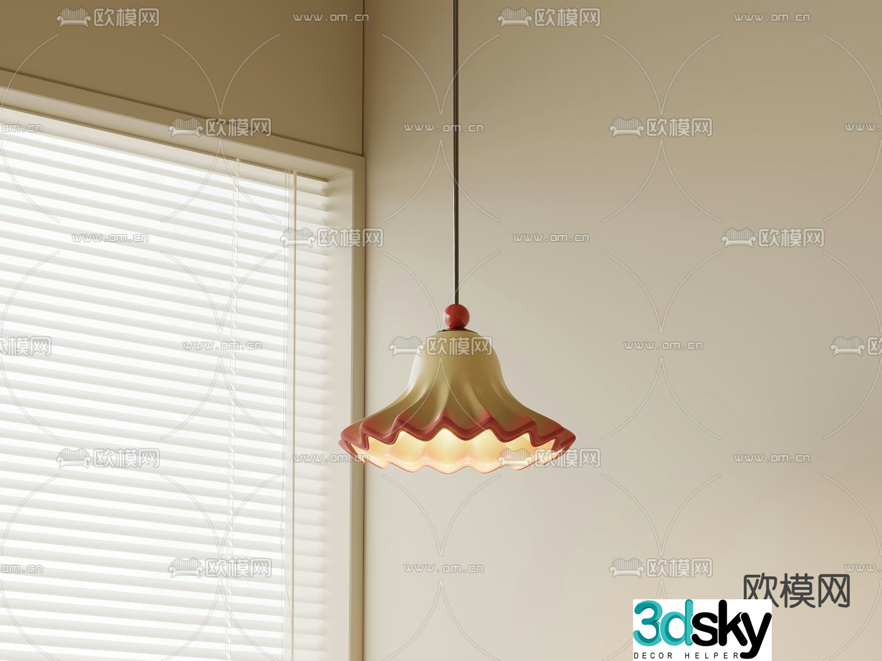 Cream style chandelier petal chandelier 3d model