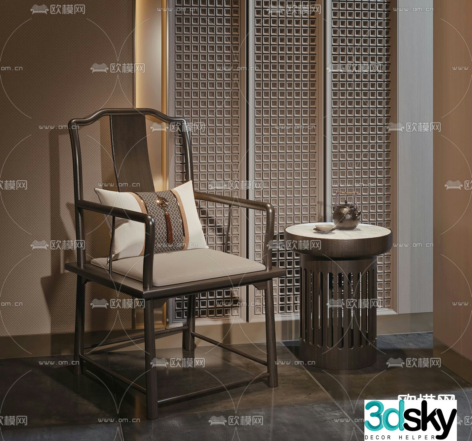 New Chinese style chair Taishi chair 3d model