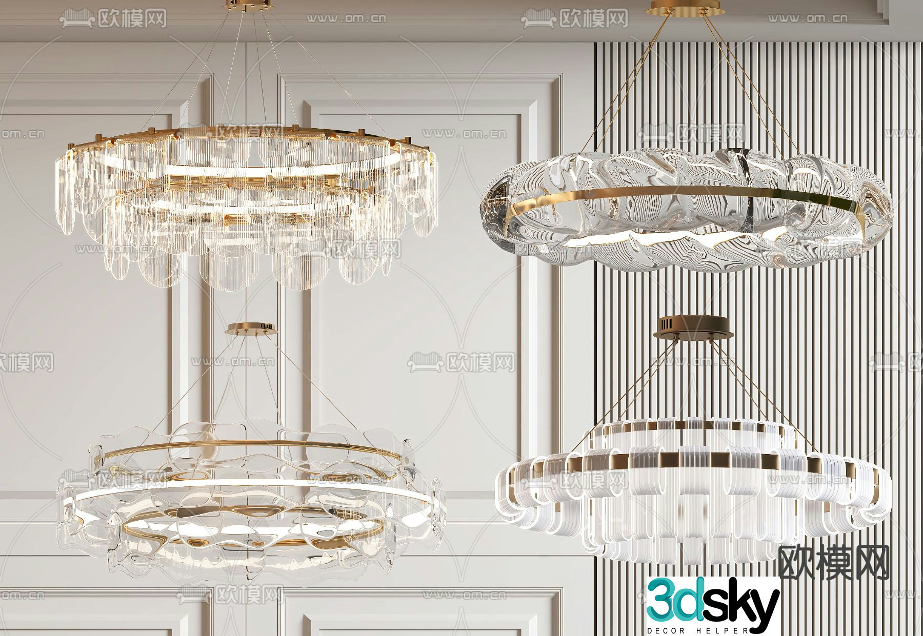 French chandelier crystal lamp hall chandelier 3d model