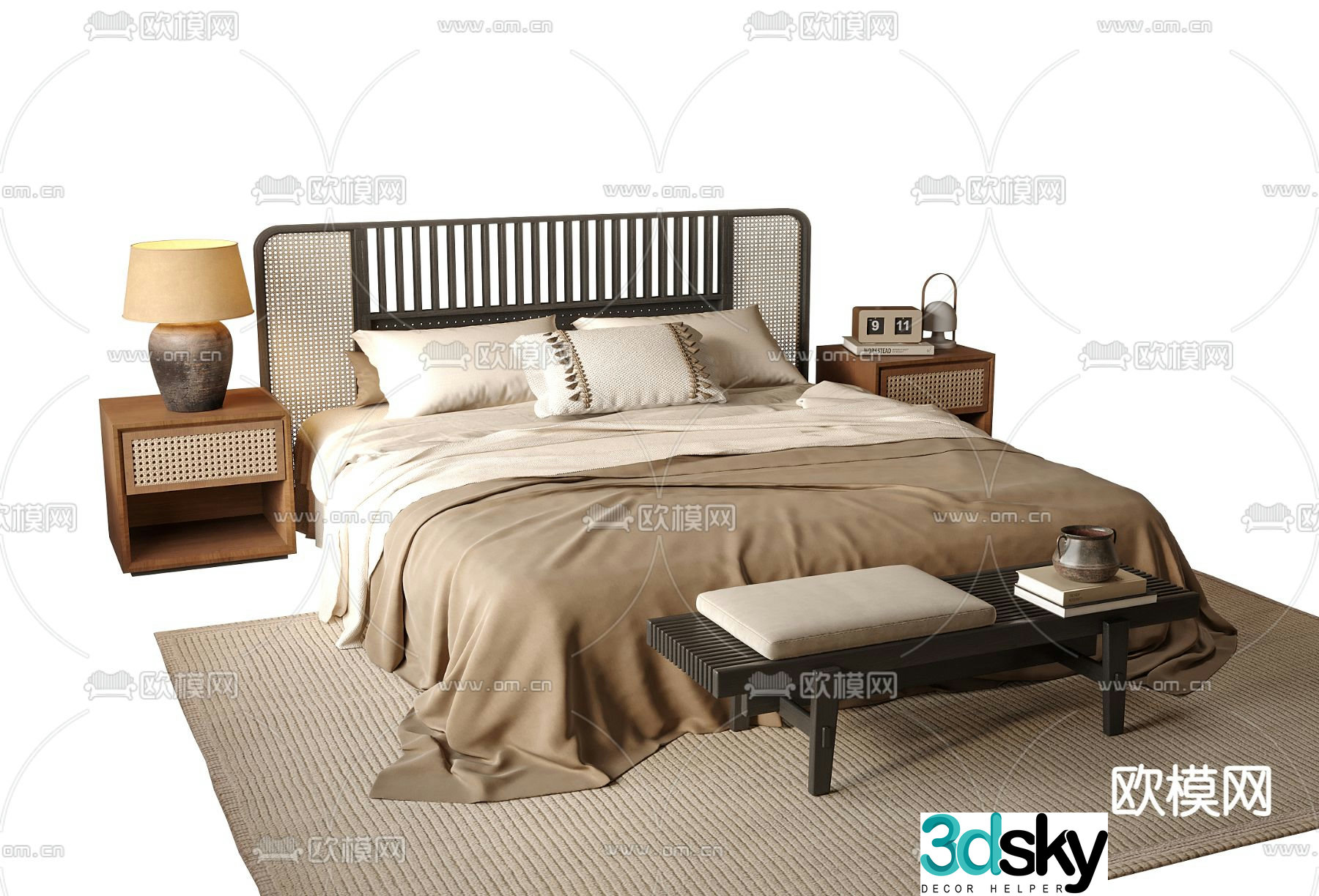Medieval style double bed 3d model
