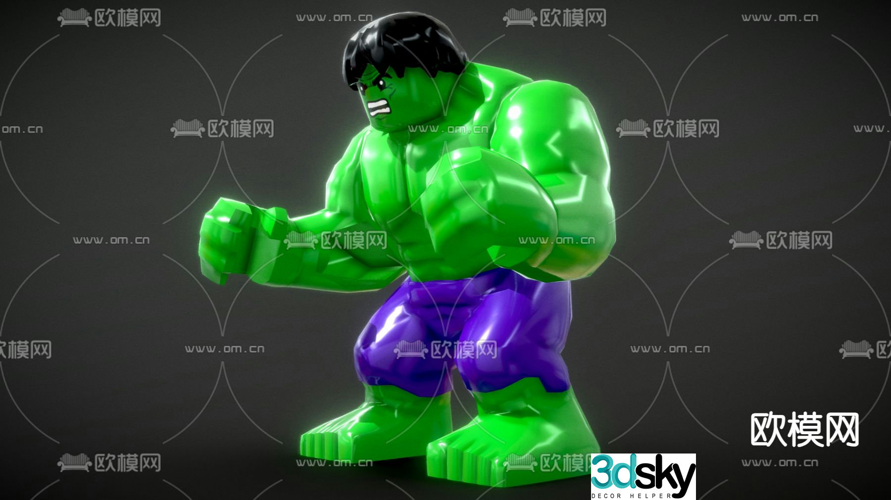 Figure Lego building blocks doll Hulk toy 3d model