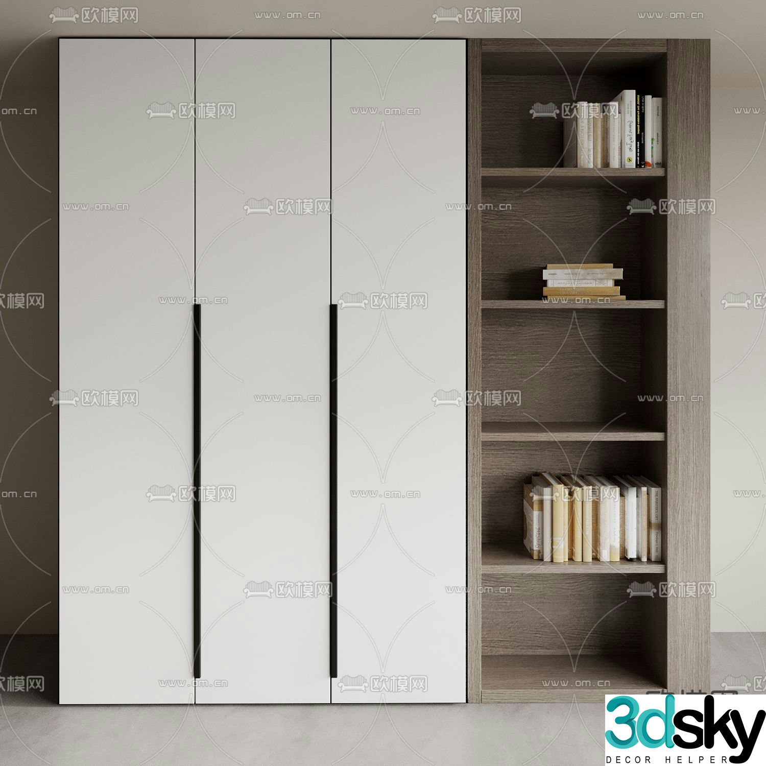 Modern solid wood wardrobe 3d model