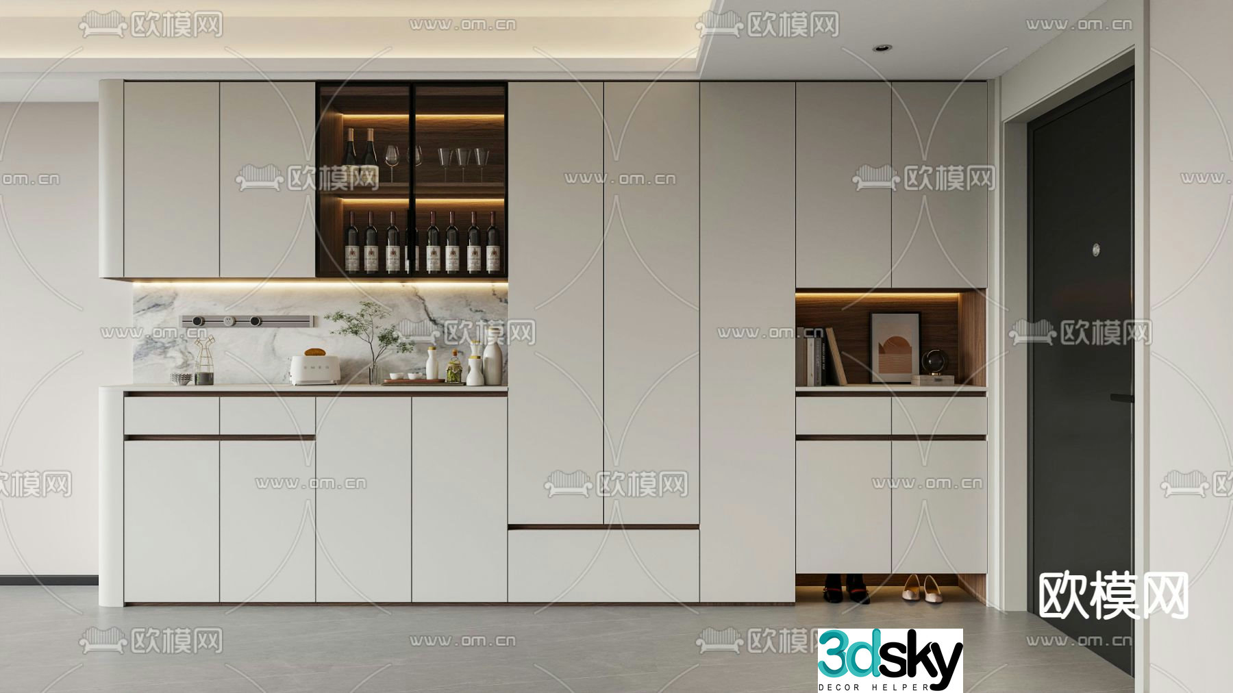 Modern wine cabinet shoe cabinet 3d model