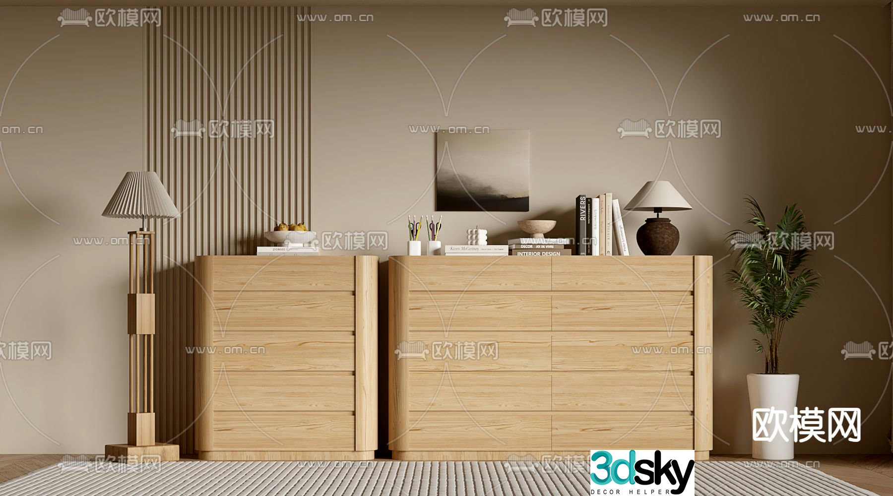 Log chest of drawers 3D model