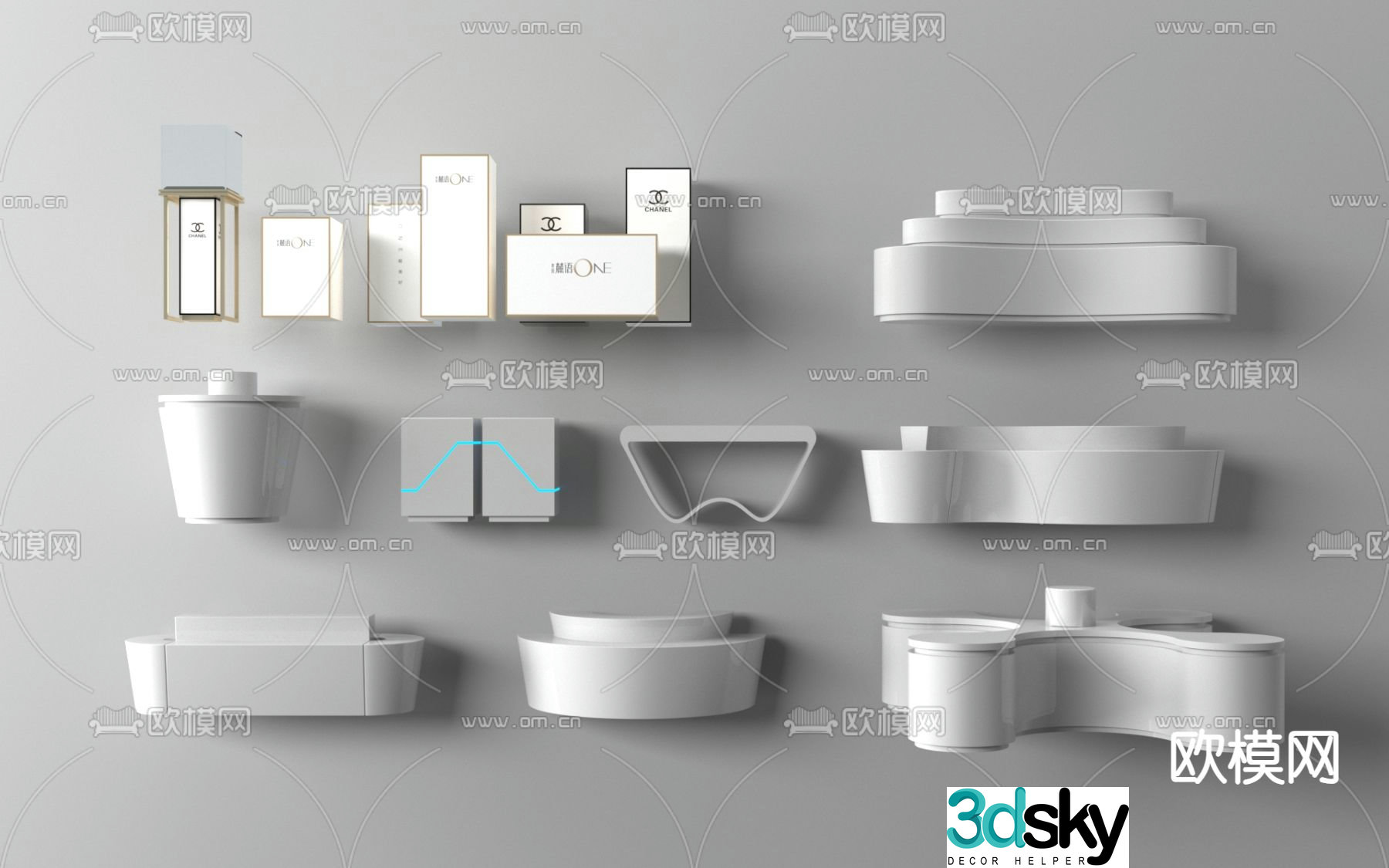 Modern technology booth showcase 3d model