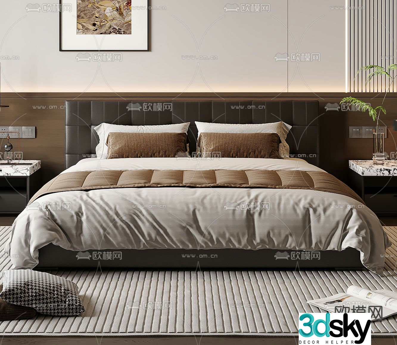 Italian double bed 3d model
