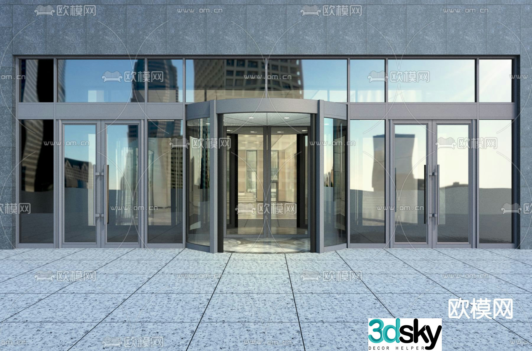 Glass revolving door Hotel automatic revolving door 3D model