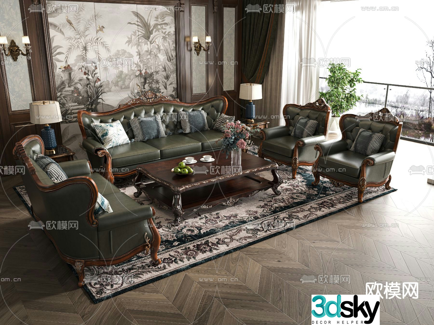 European style modular sofa 3d model