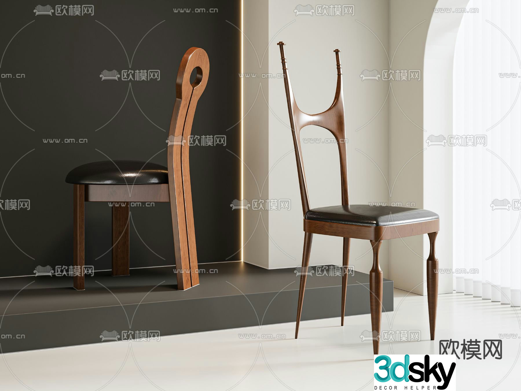 Medieval style chair dining chair 3d model