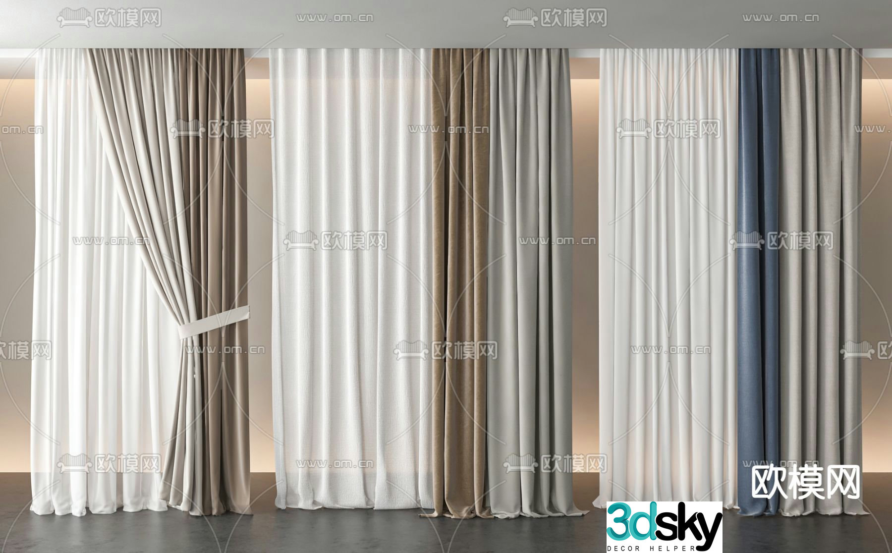 Plain curtains 3d model