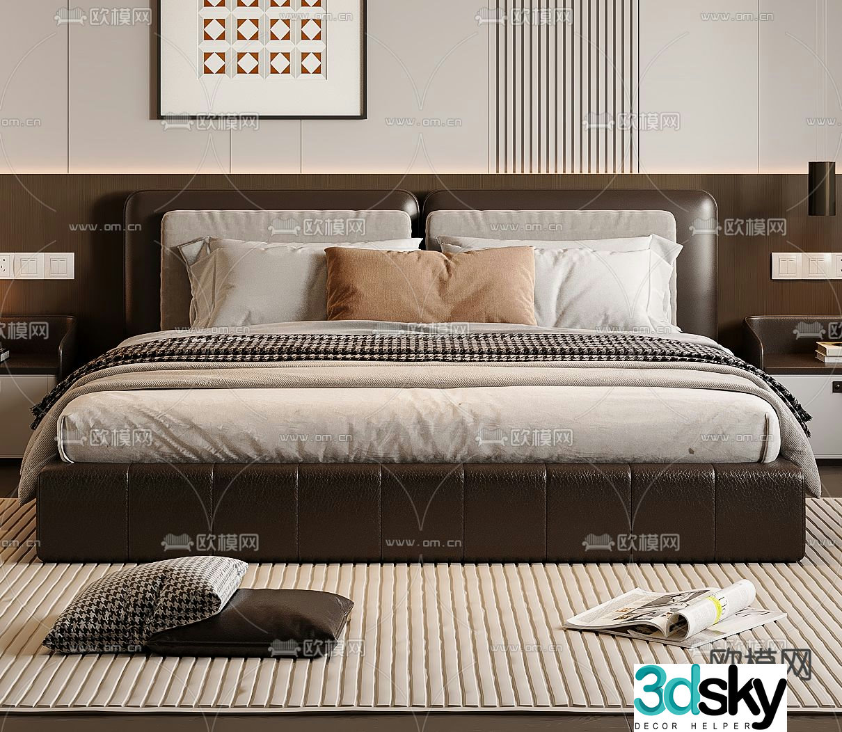 Italian double bed 3d model