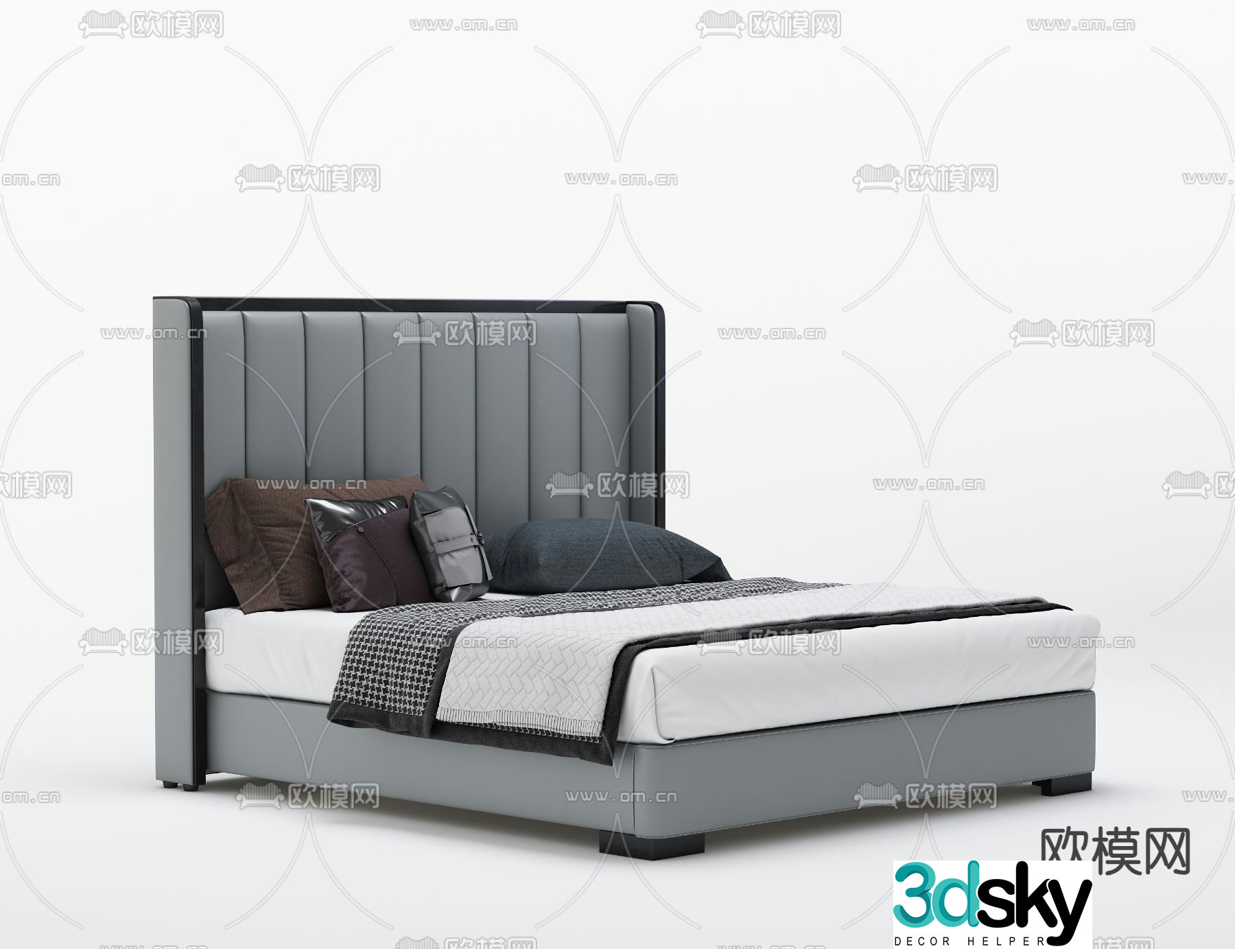 Leather double bed 3d model
