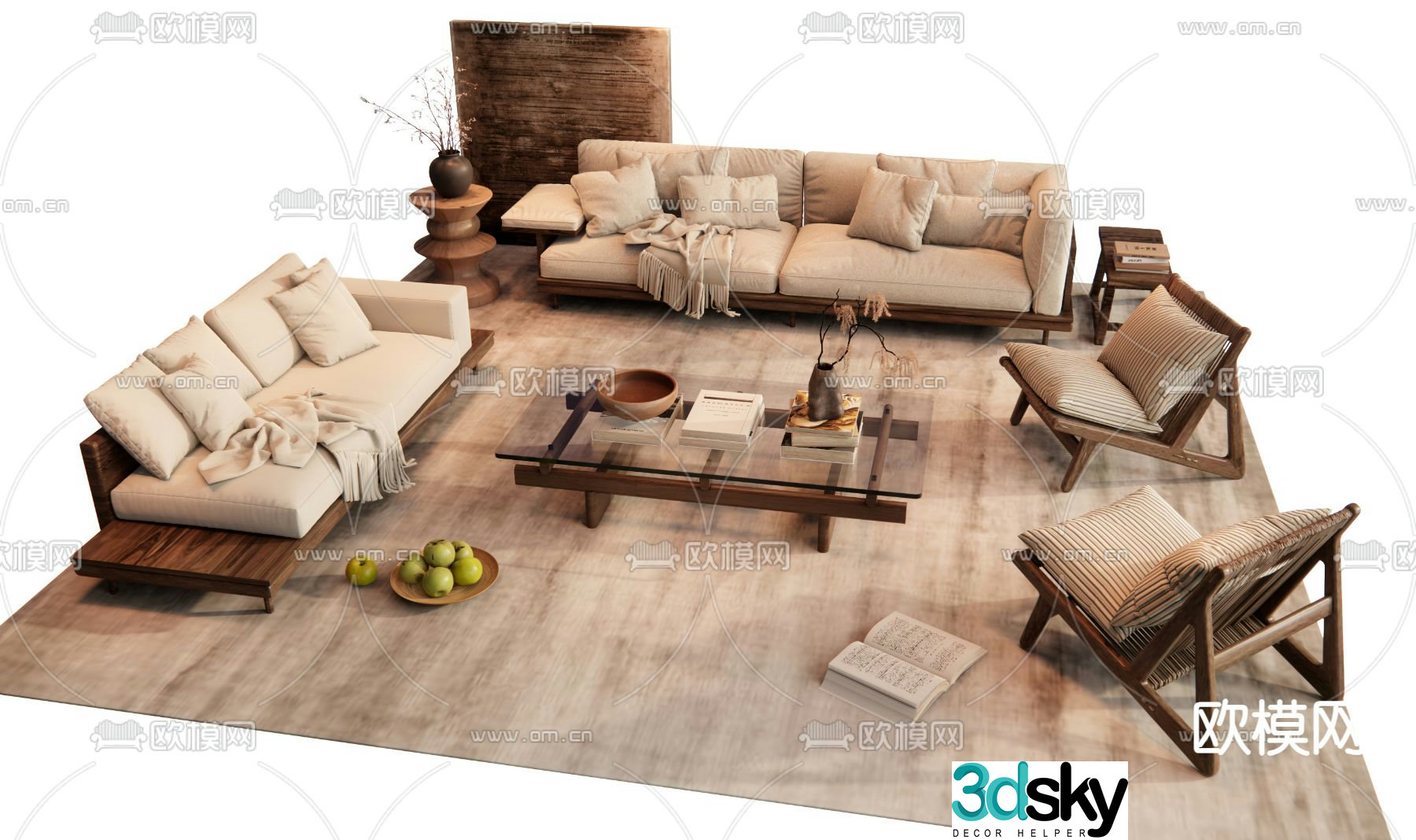Medieval style modular sofa 3D model