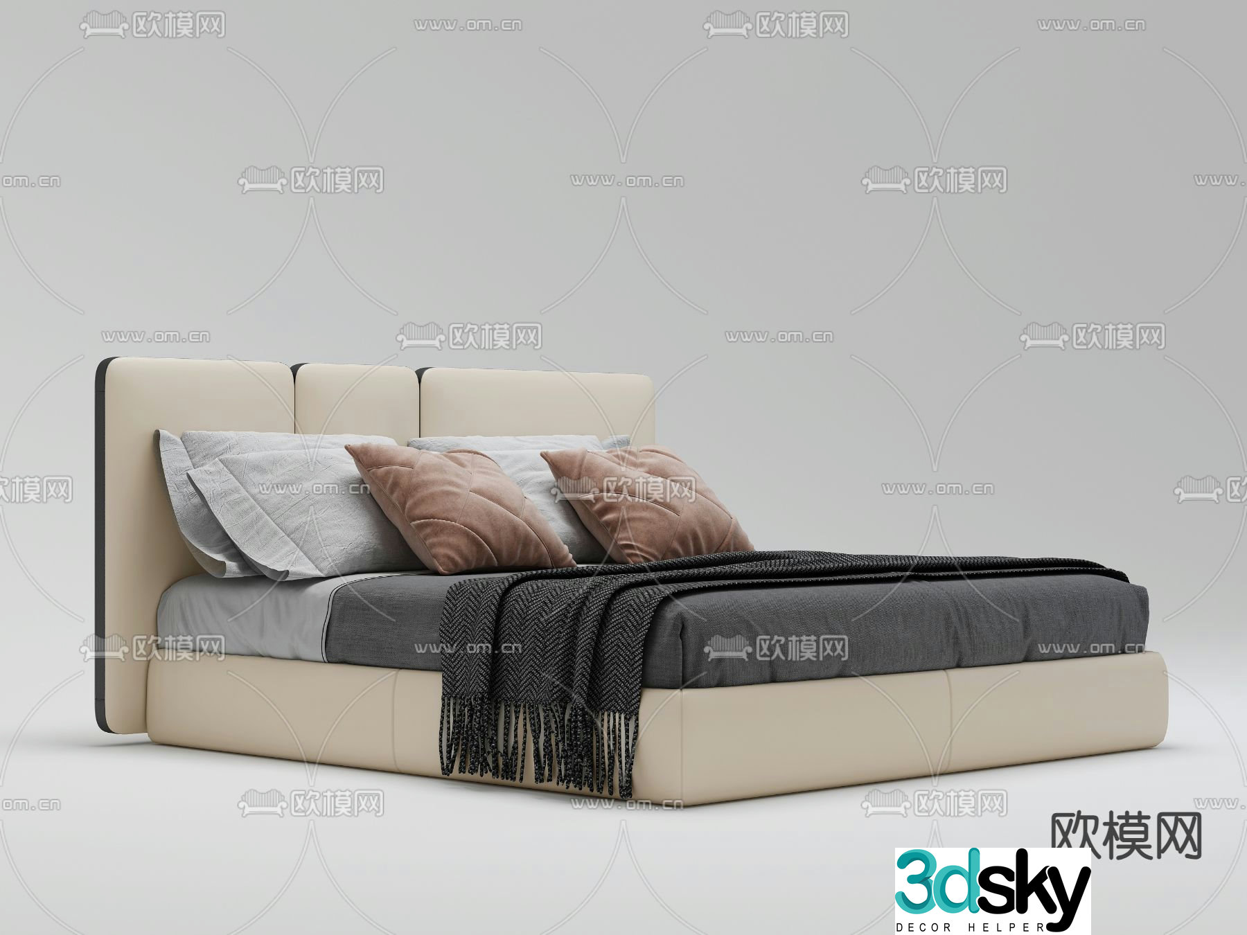 Leather double bed 3d model