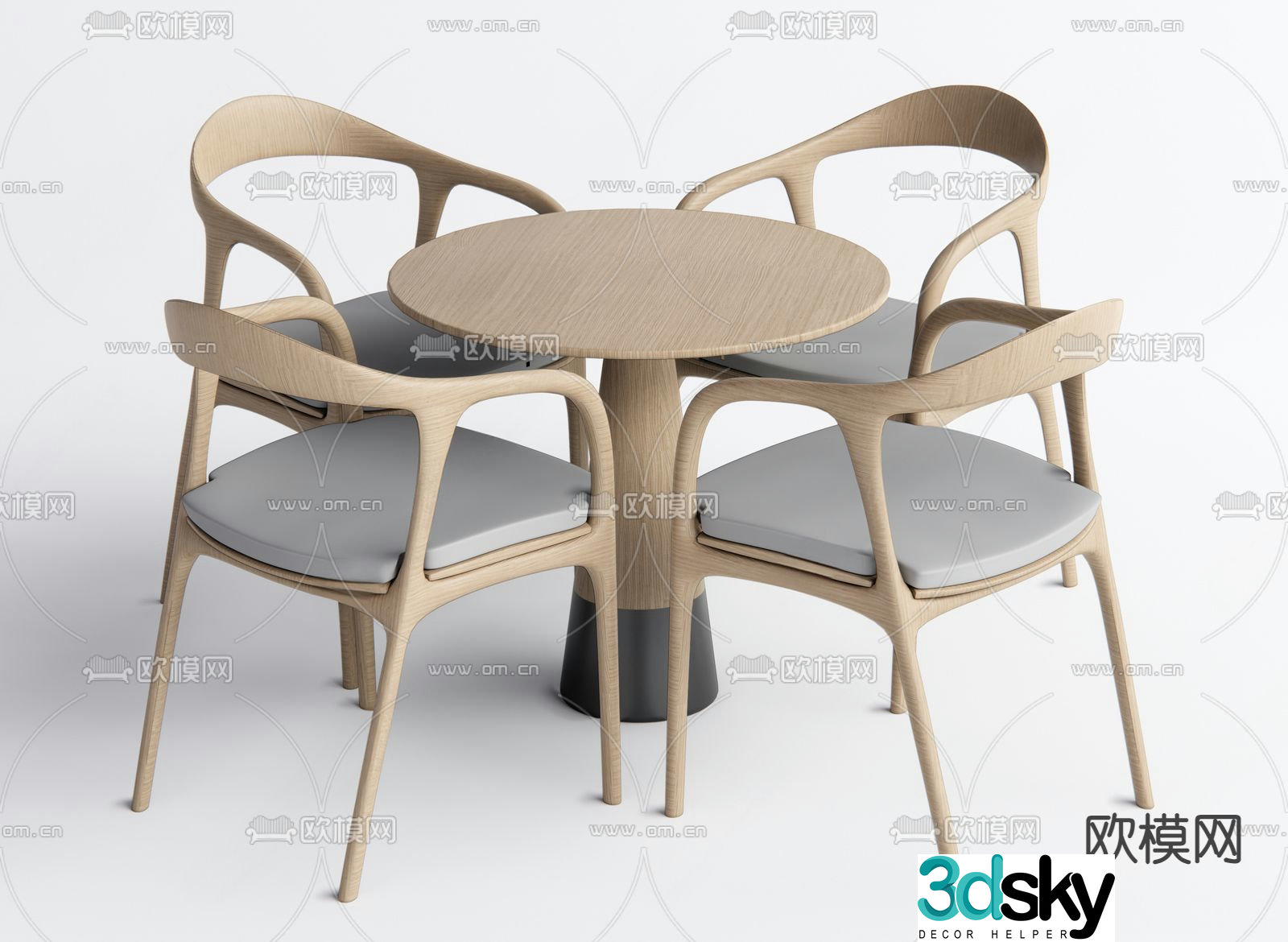 Modern leisure table and chairs 3d model