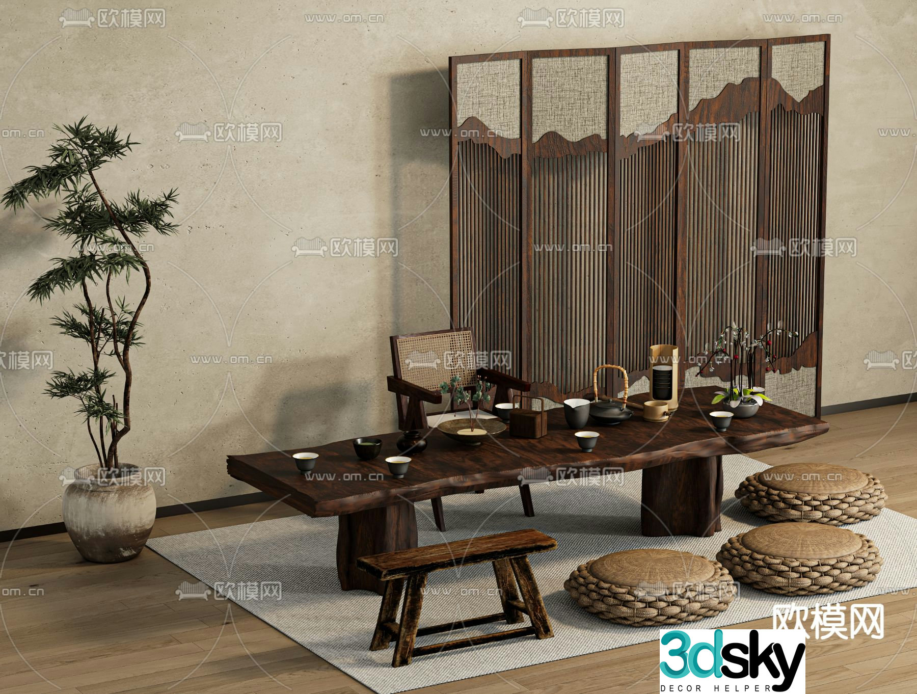 New Chinese tea table tea table 3D model