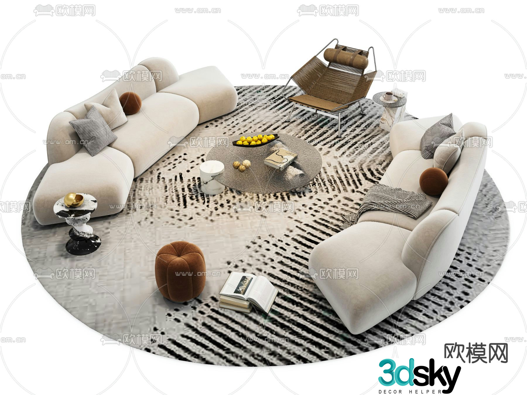 Modern modular sofa curved sofa 3d model