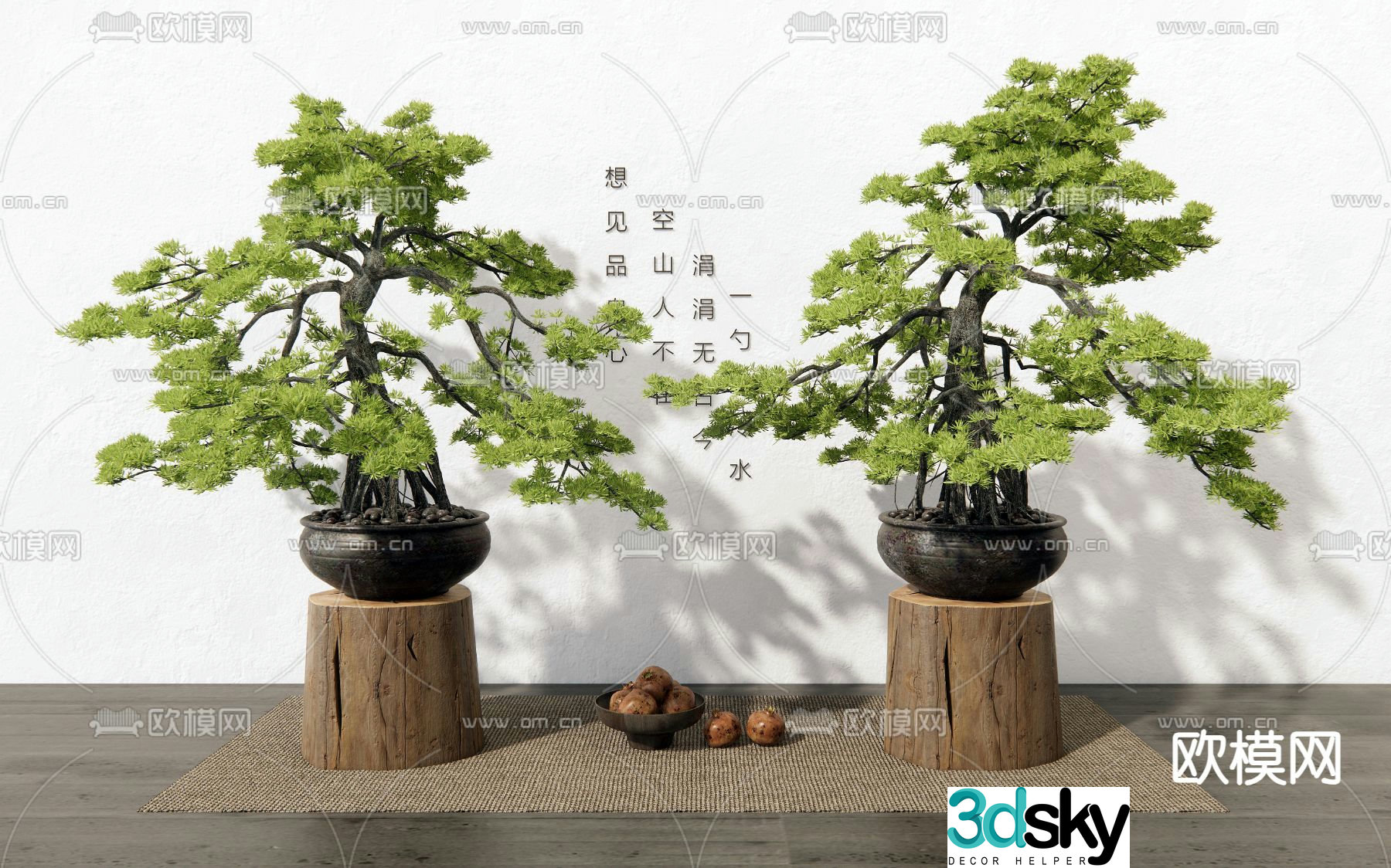 New Chinese style bonsai pine bonsai 3D model