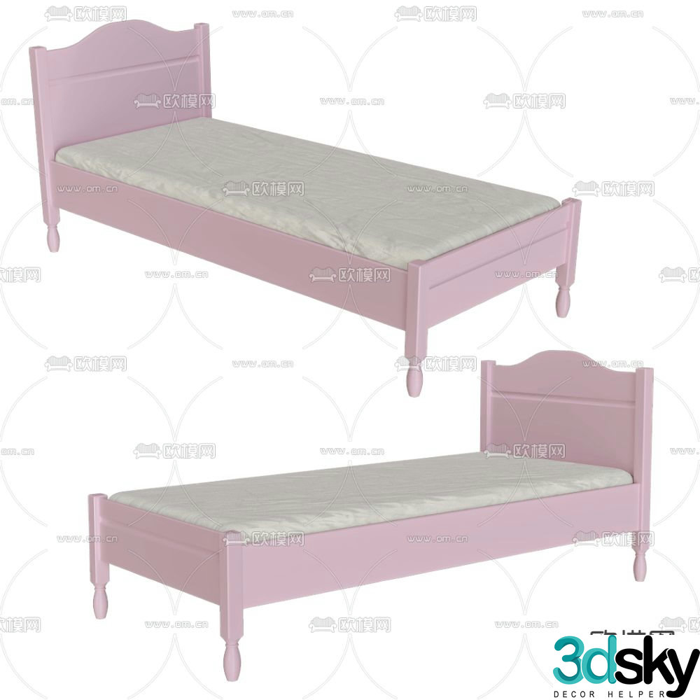 Bami modern single bed 3d model