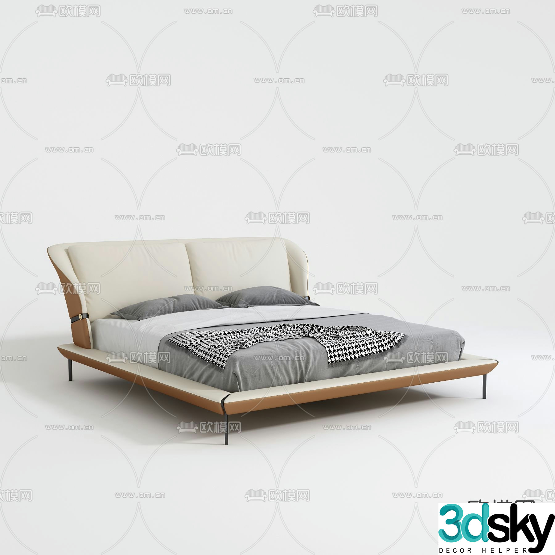 Modern double bed 3d model
