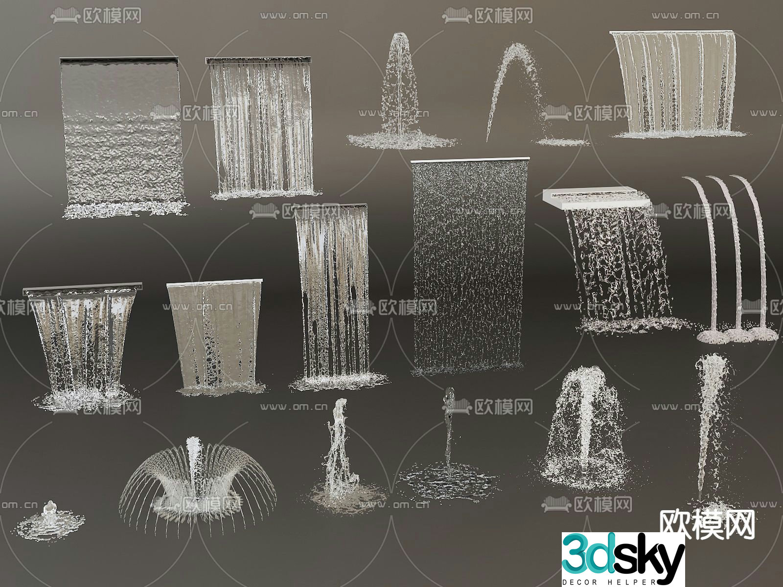 modern fountain waterfall 3d model