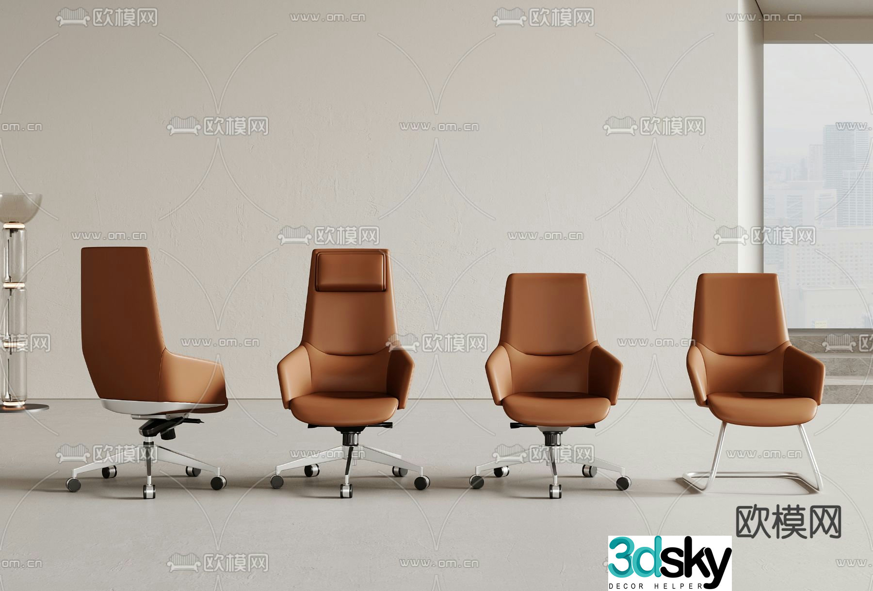 Leather office chair staff chair executive chair 3d model