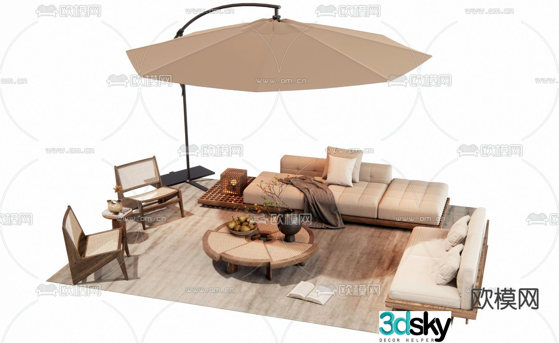 Outdoor sofa modular sofa 3d model