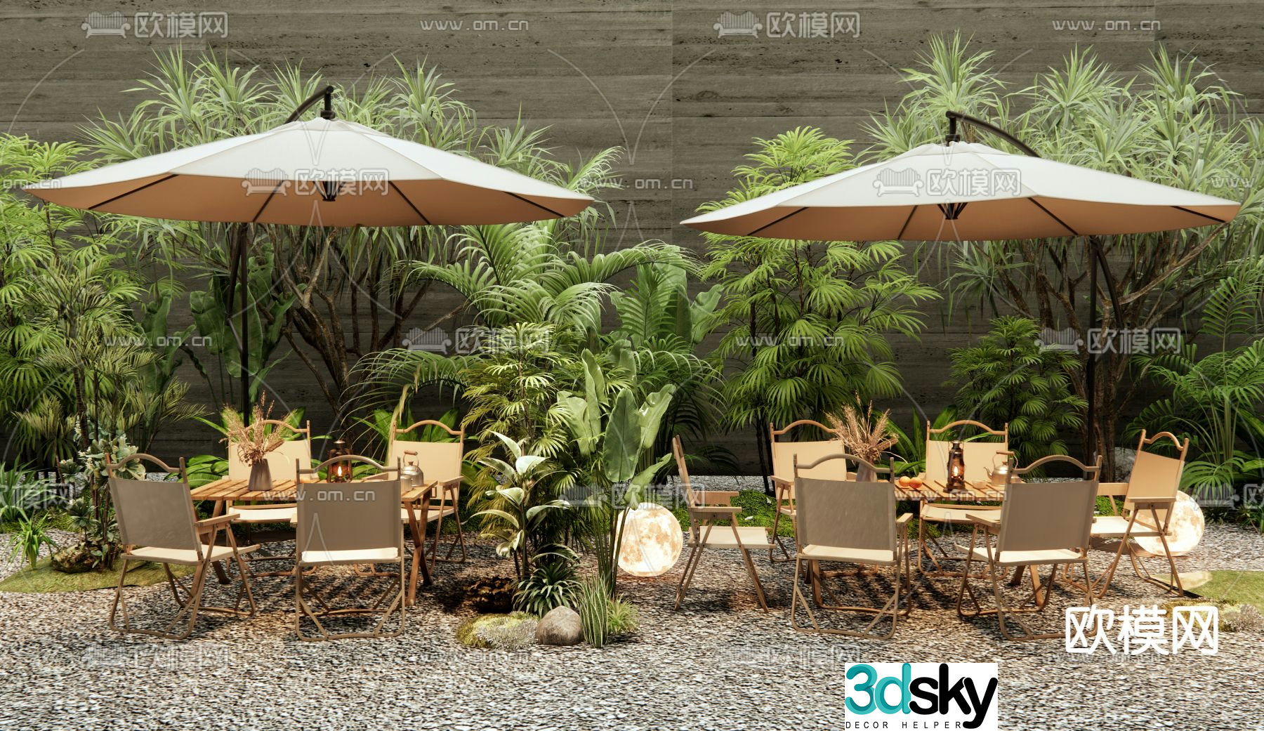 Modern outdoor chair parasol 3d model