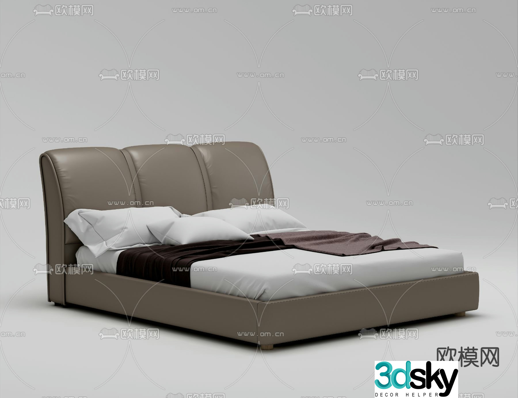 Italian double bed 3d model