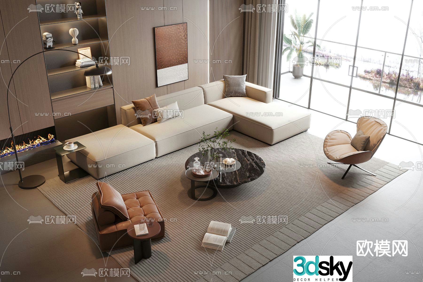 Italian style modular sofa corner sofa 3d model