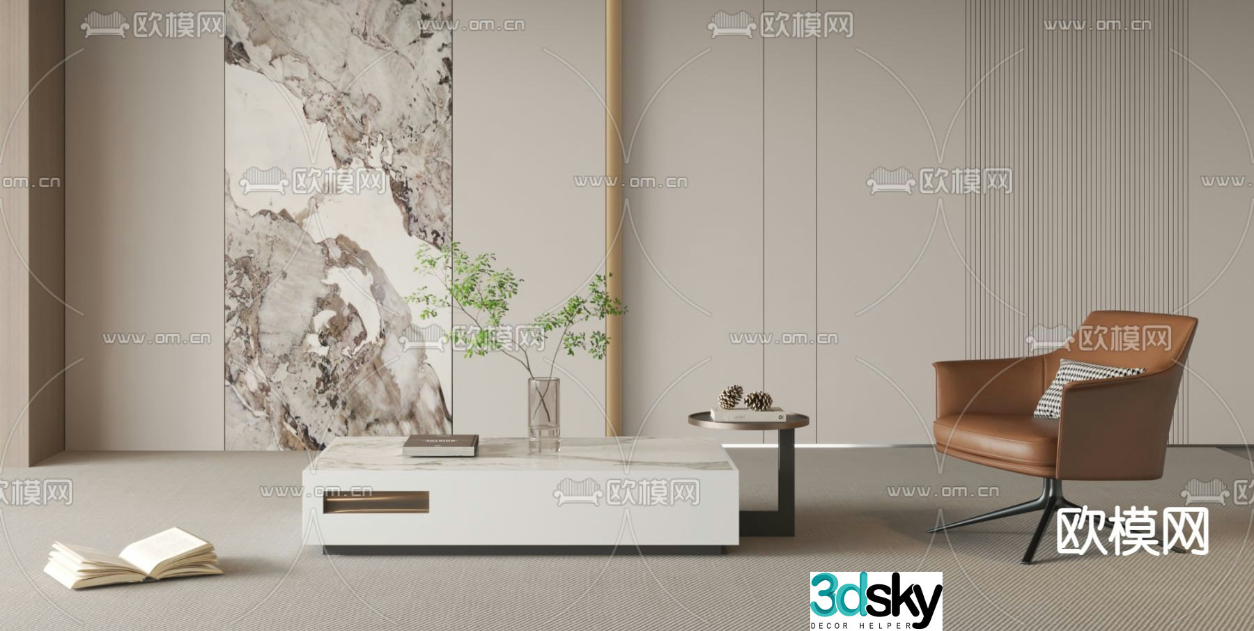 Modern double coffee table 3d model