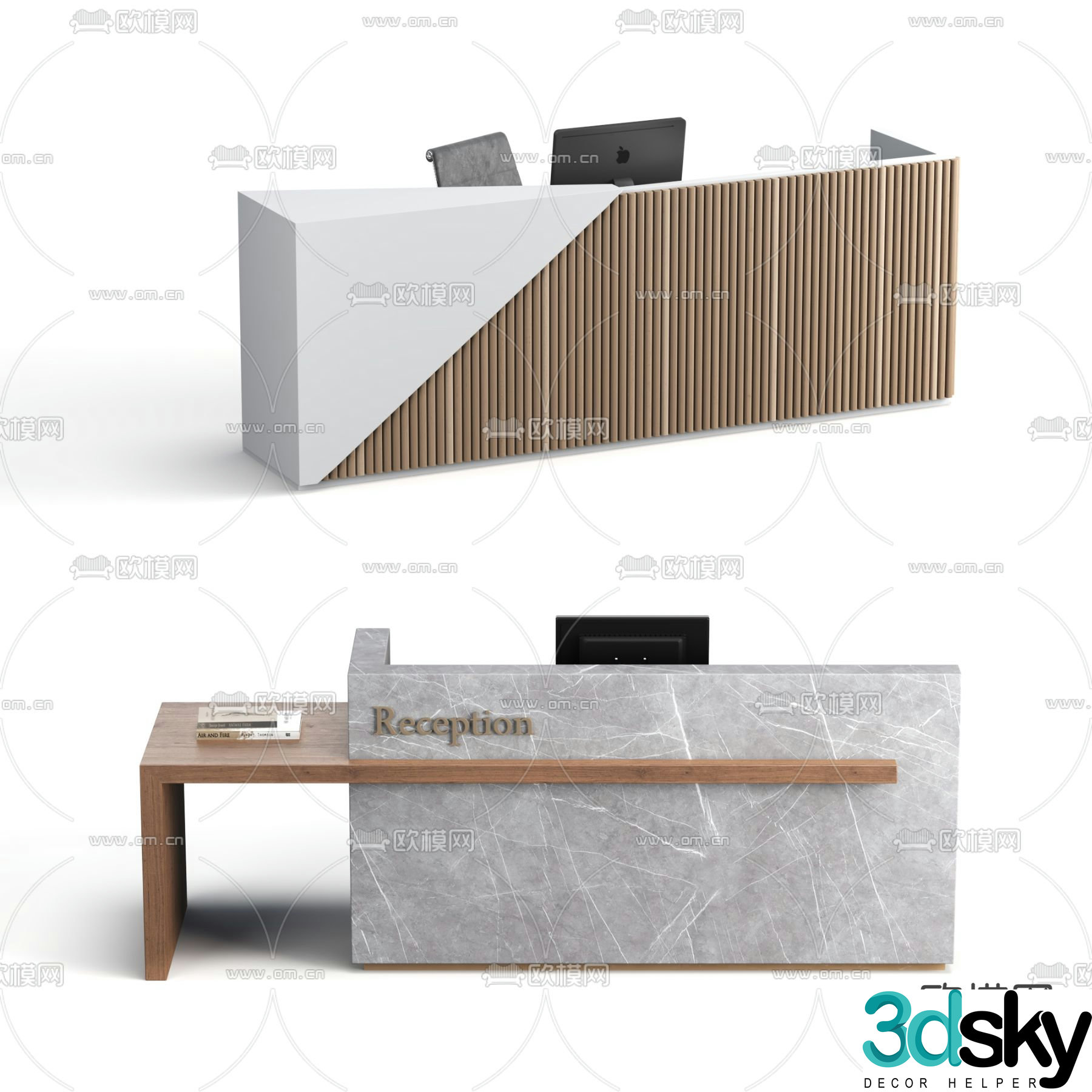 Front desk service desk reception desk 3d model