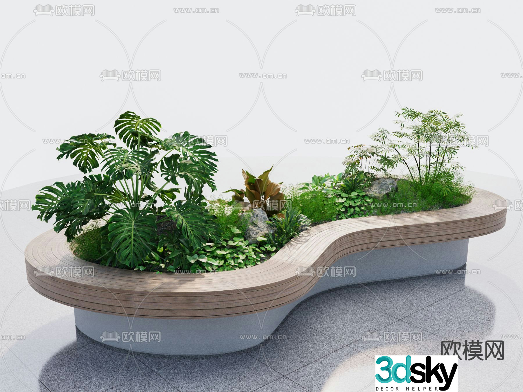 Outdoor chair tree pool chair park chair landscape seat 3d model