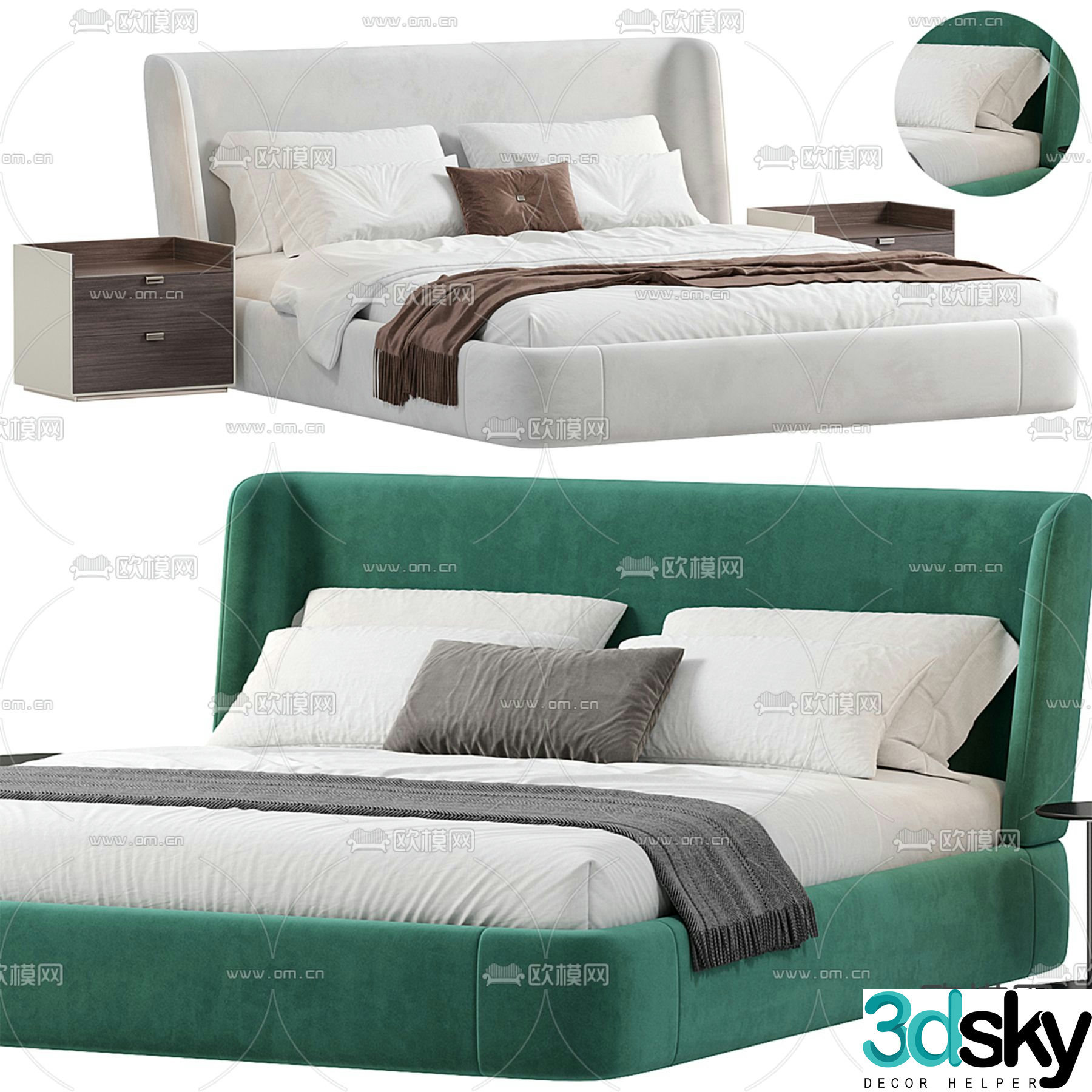 Modern double bed 3d model