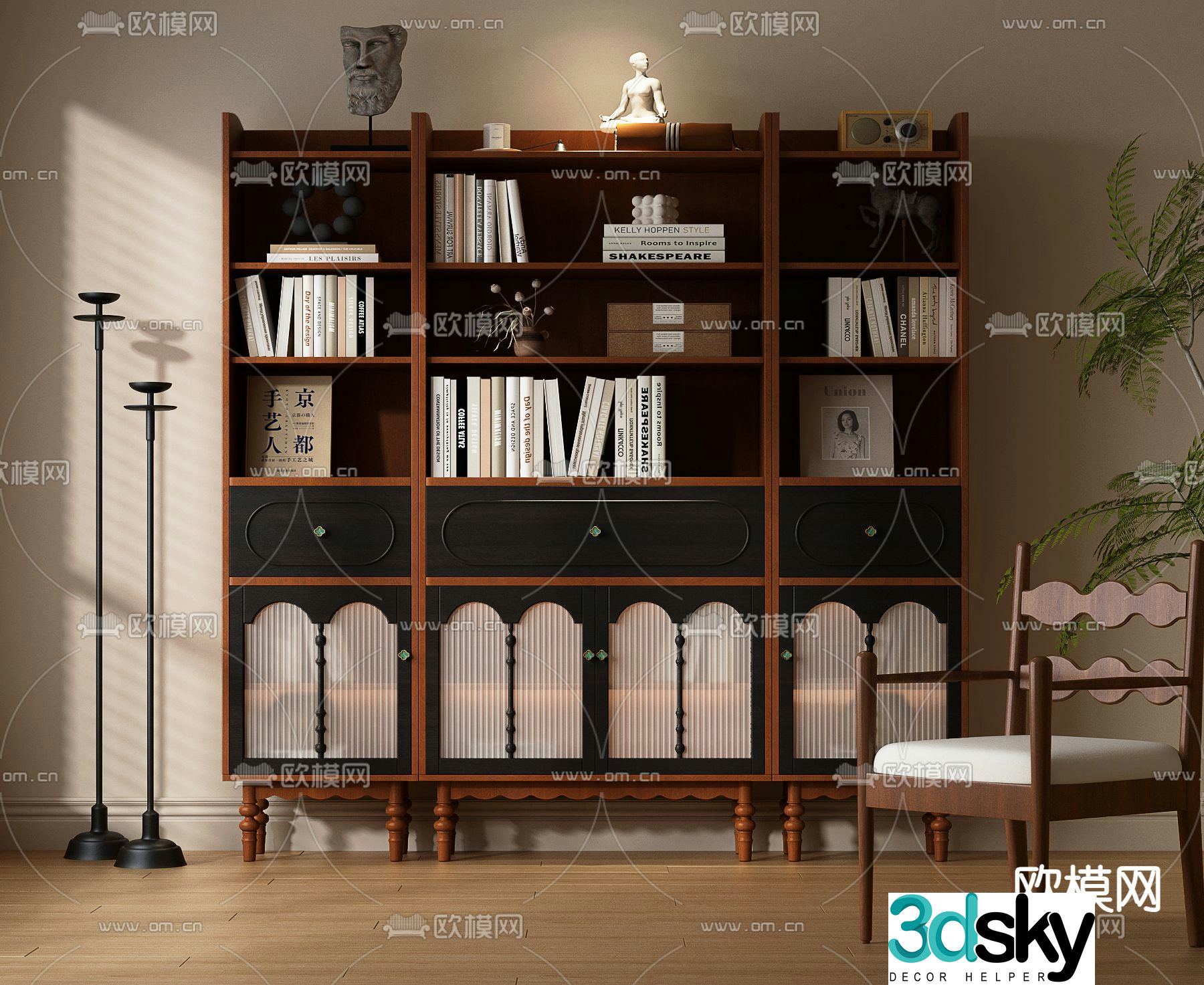 French bookcase display cabinet 3d model