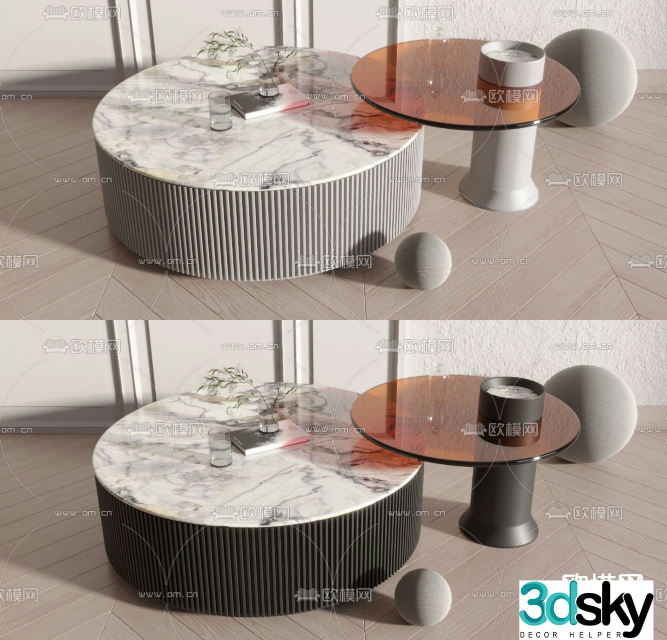 Modern double coffee table 3d model