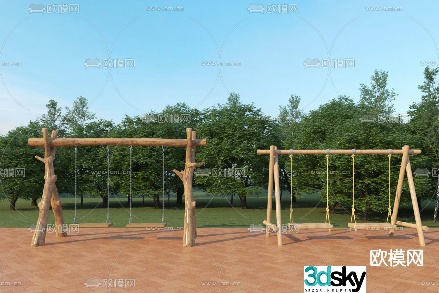 Modern outdoor swing 3d model