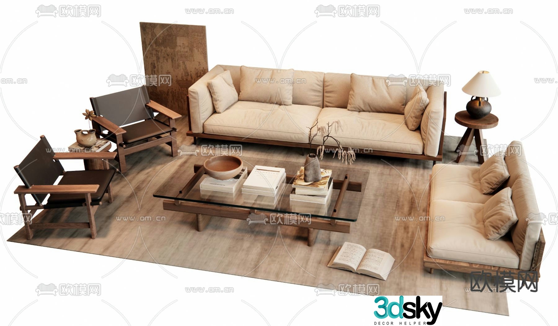 Medieval style modular sofa 3D model