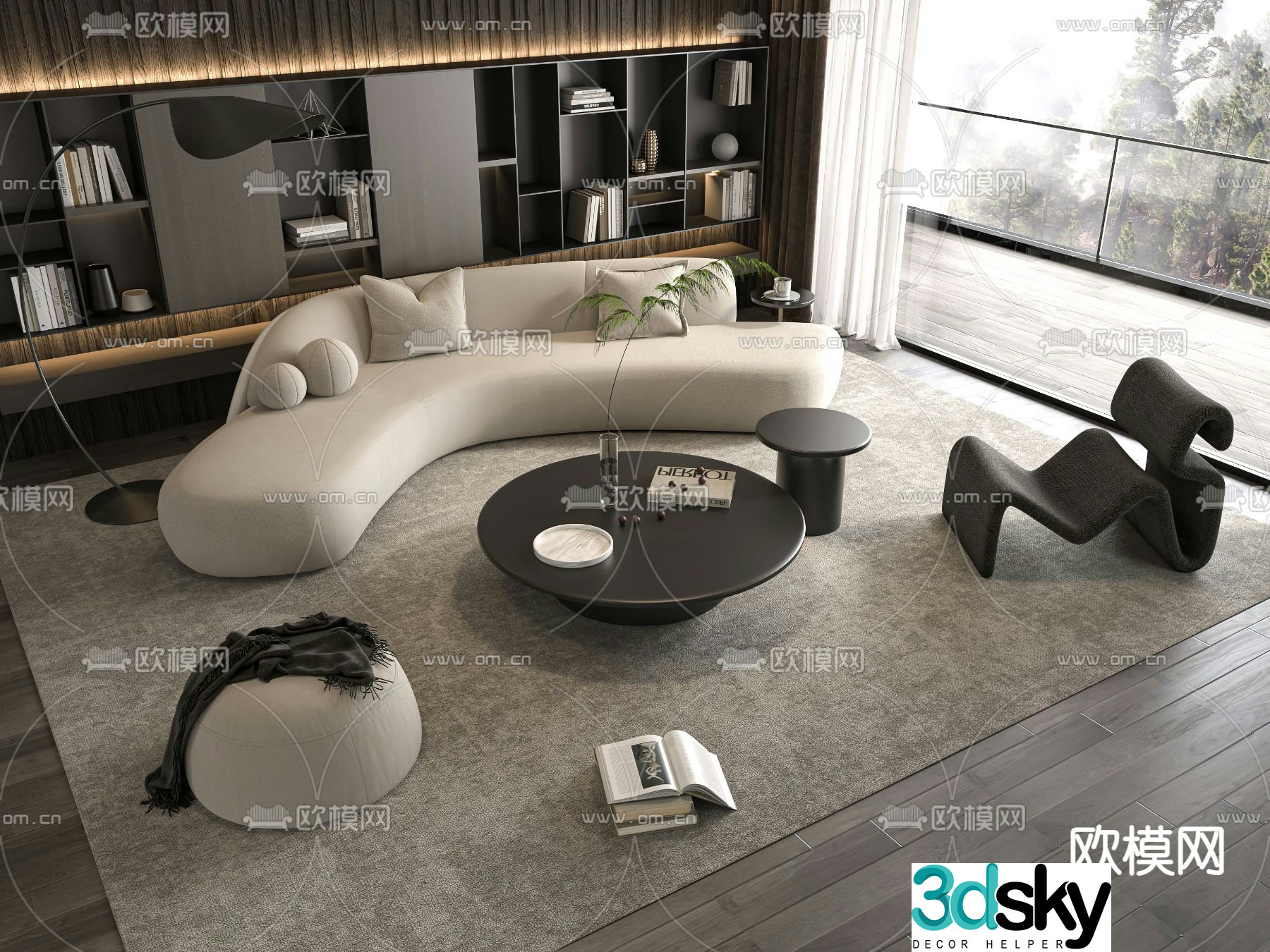 Modern modular sofa curved sofa 3d model