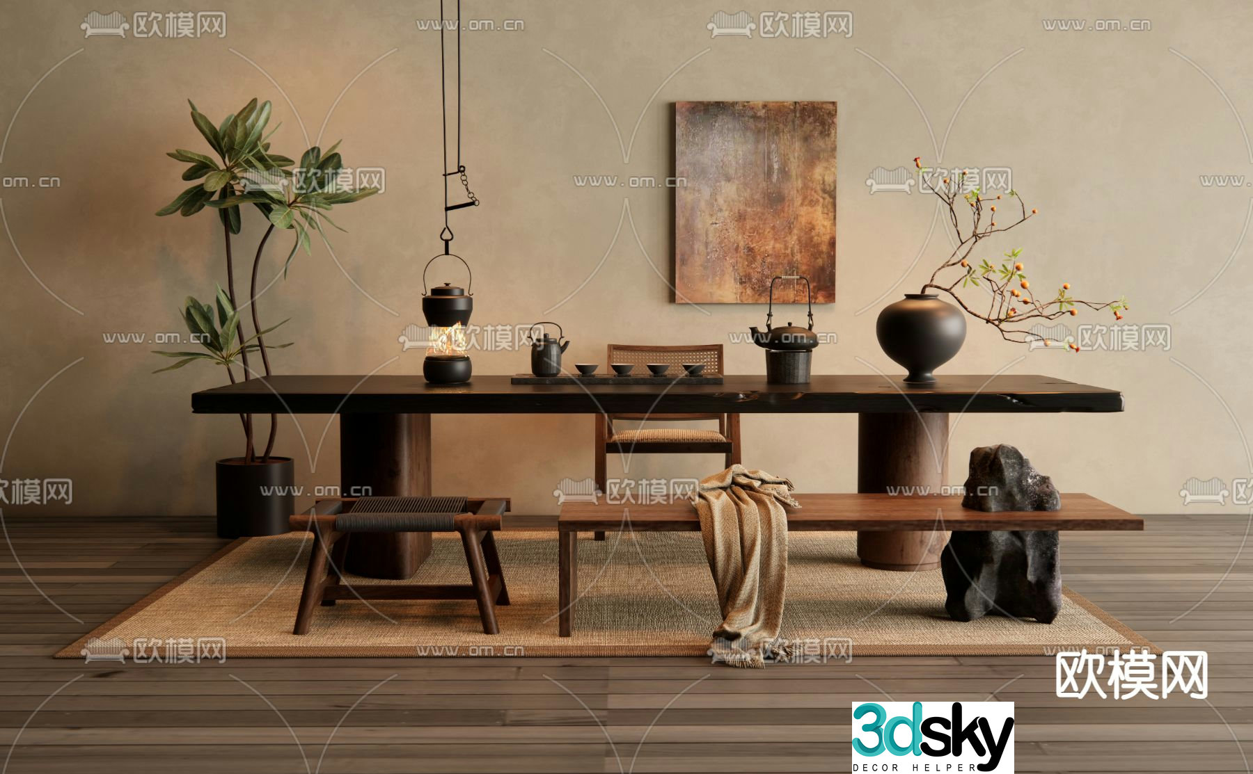 Medieval style tea table tea table 3d model