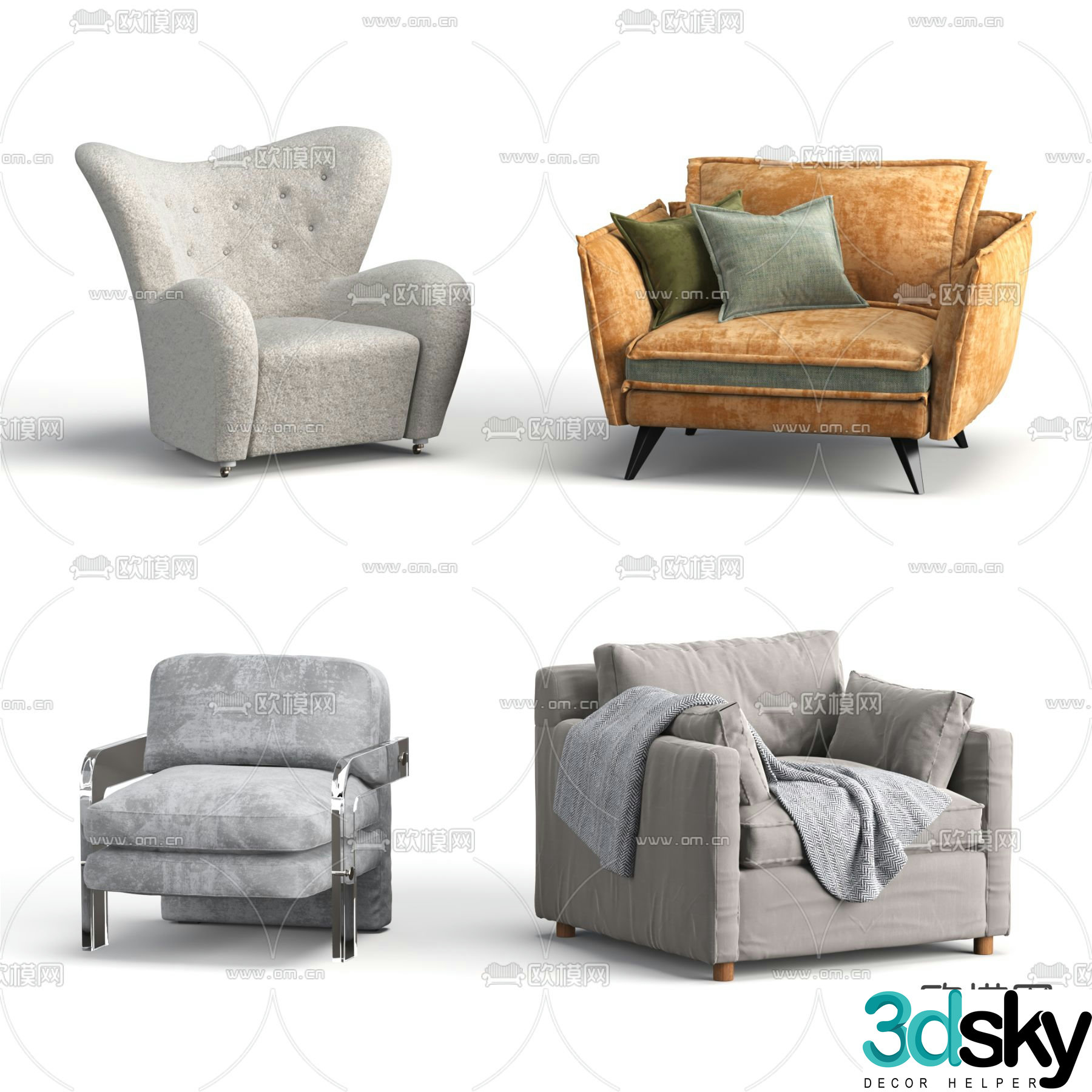 Modern single sofa 3d model