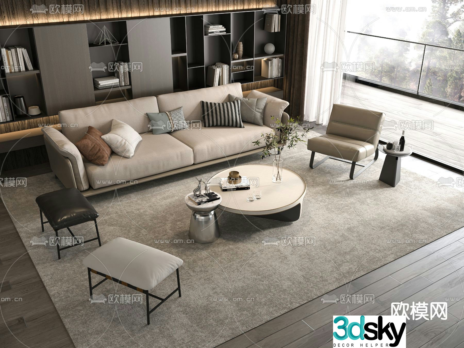 Modern sectional sofa 3d model