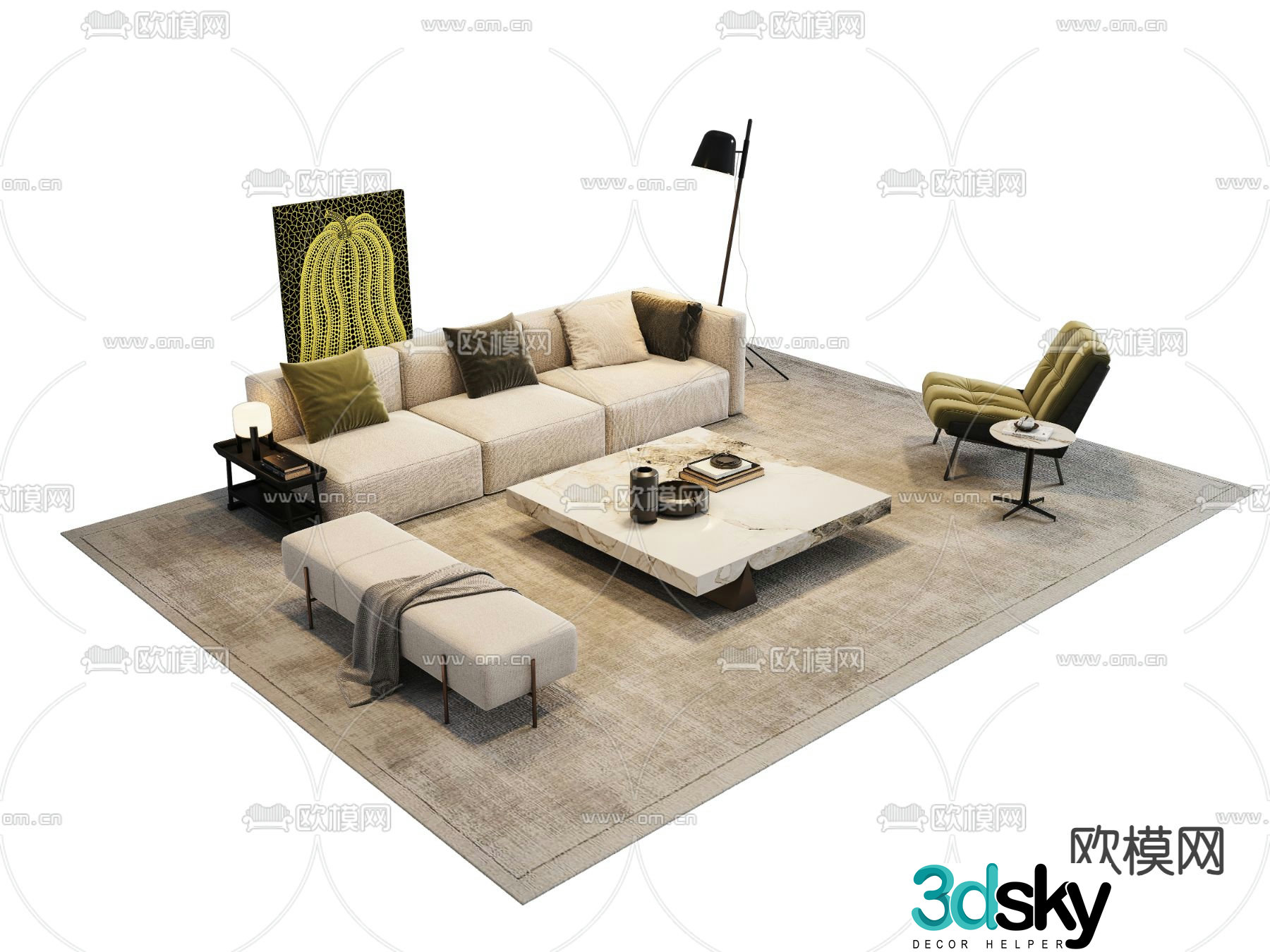 Italian sectional sofa 3d model