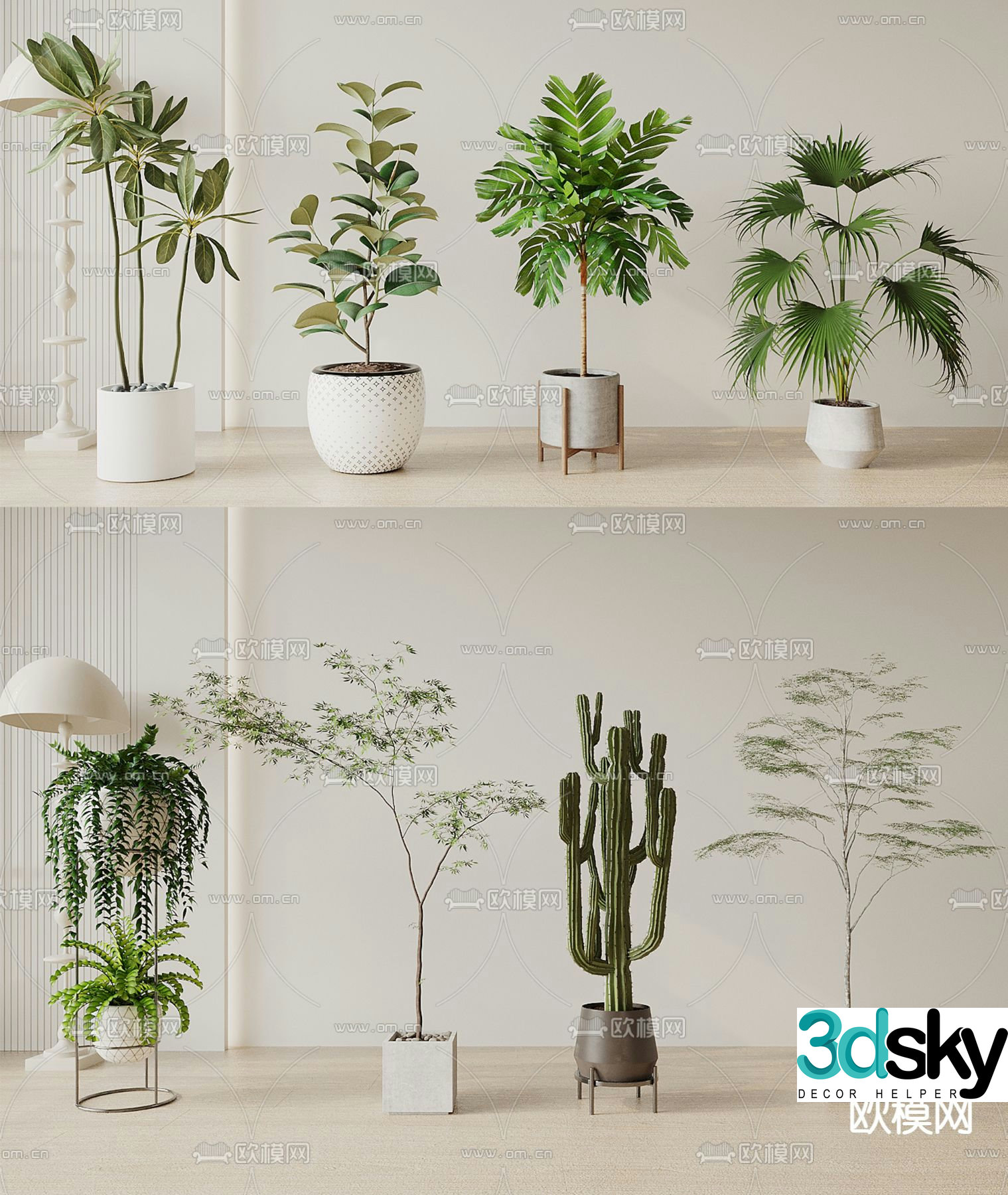 Flower stand green plants potted plants 3D model