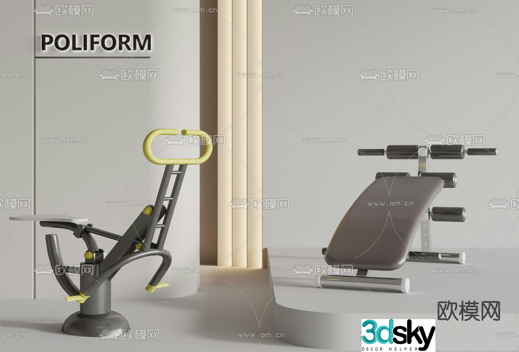 Modern fitness equipment sports equipment 3d model