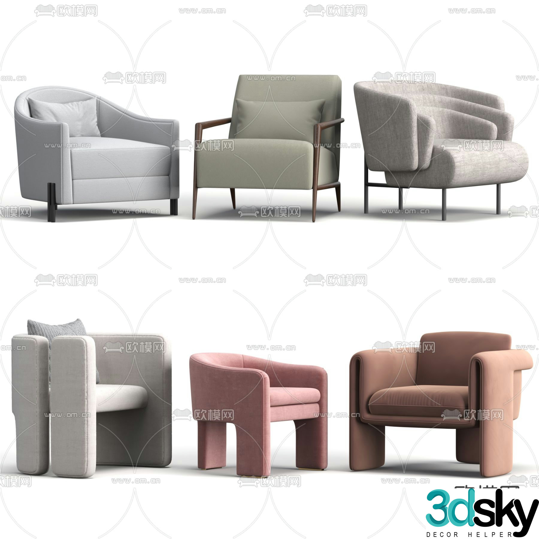 Modern single chair sofa chair leisure chair 3d model