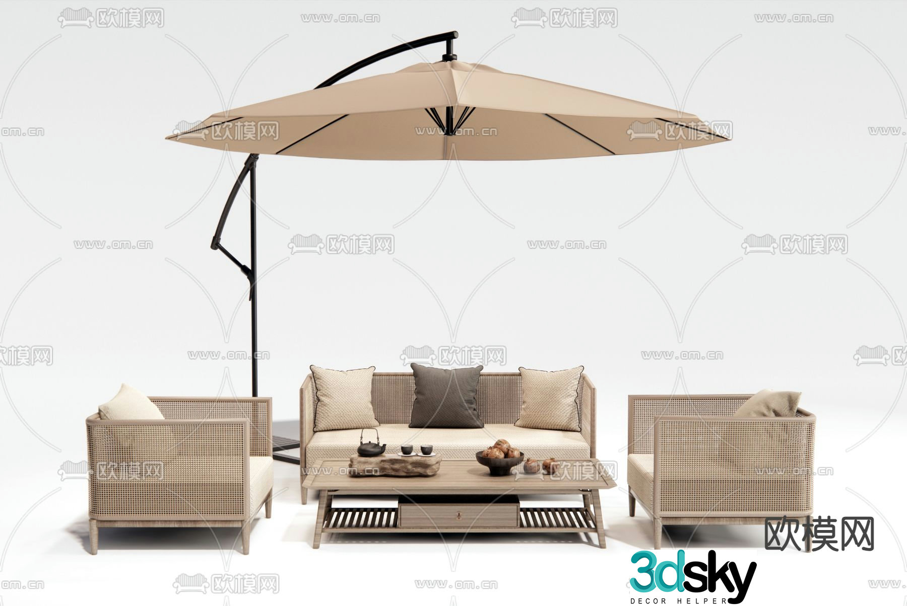 New Chinese style outdoor sofa 3d model