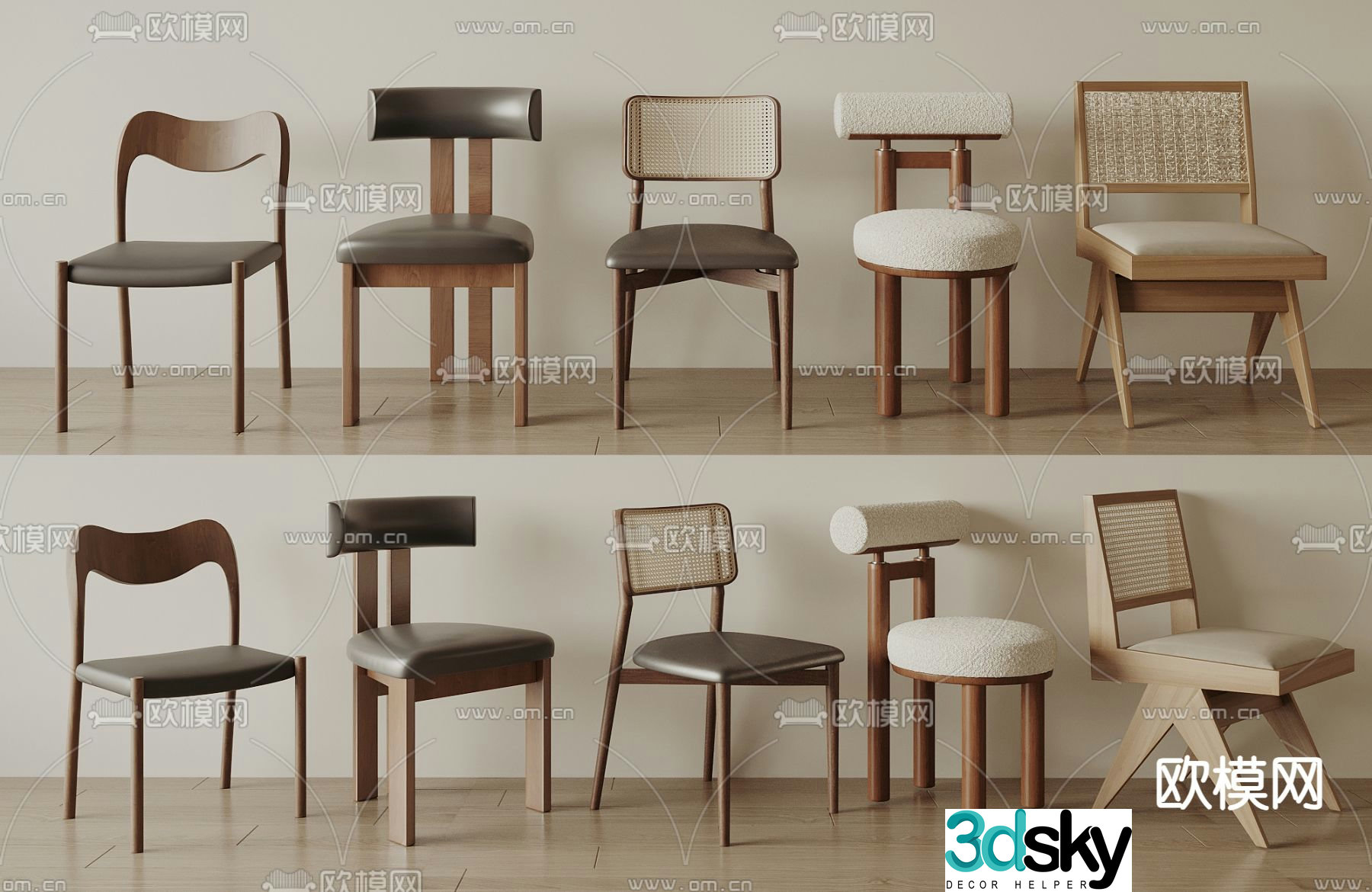 Medieval style dining chair single chair 3d model
