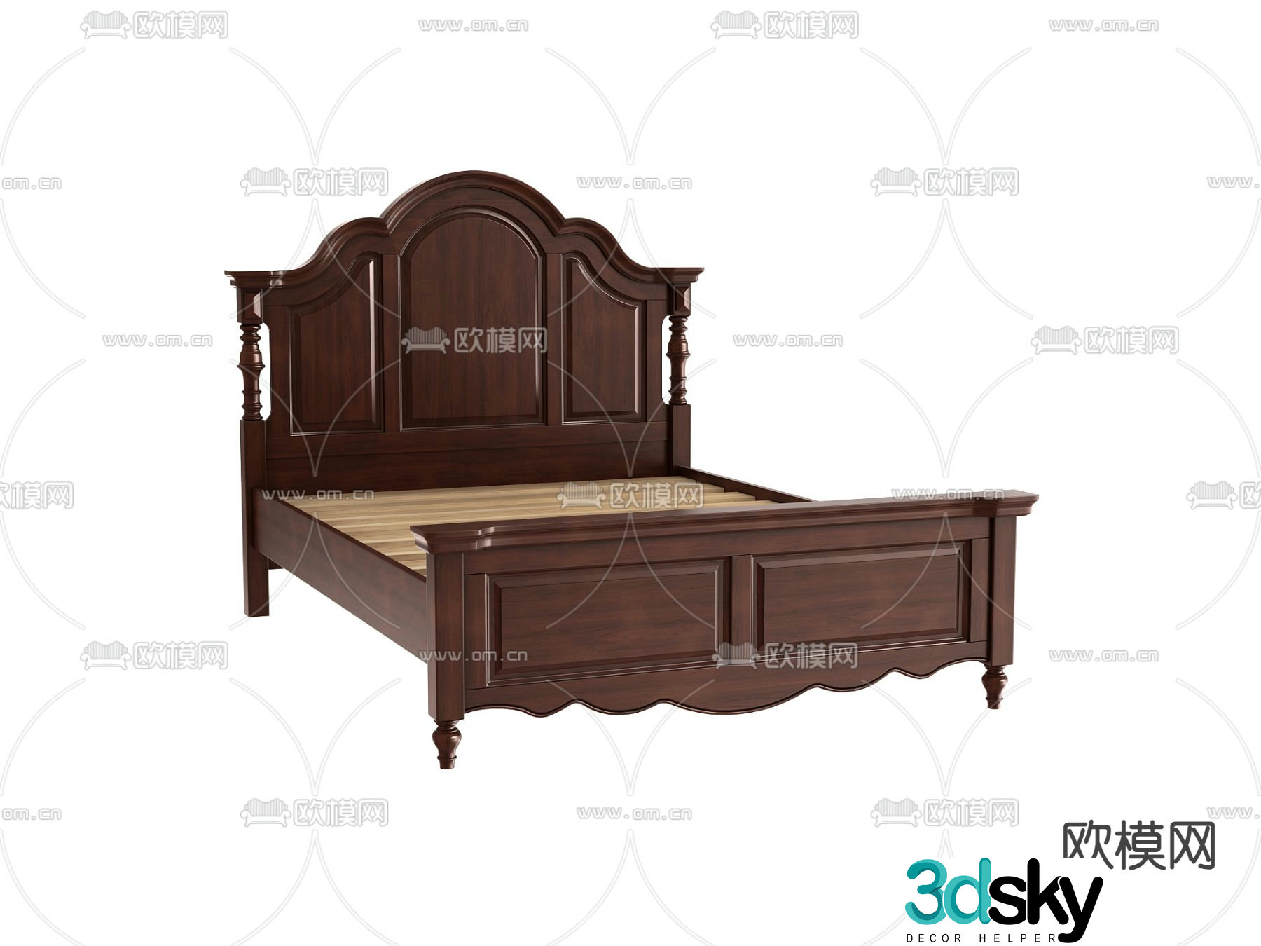 American double bed 3d model